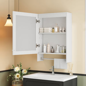 English Elm 3-in-1 Wall Medicine Cabinet with Soft Close Mirror Door Towel Bar and Adjustable Shelf N710P388096K