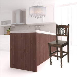 Homeroots 31" Brown Solid Wood Bar Height Bar Chair   488807