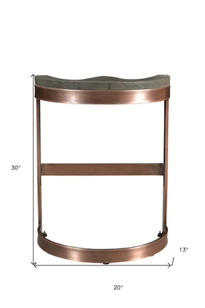 Homeroots 30" Gray And Copper Iron Backless Bar Height Bar Chair   488808