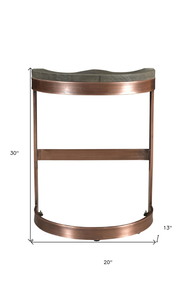 Homeroots 30" Gray And Copper Iron Backless Bar Height Bar Chair   488808