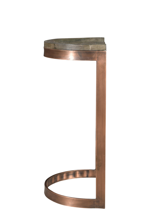 Homeroots 30" Gray And Copper Iron Backless Bar Height Bar Chair   488808