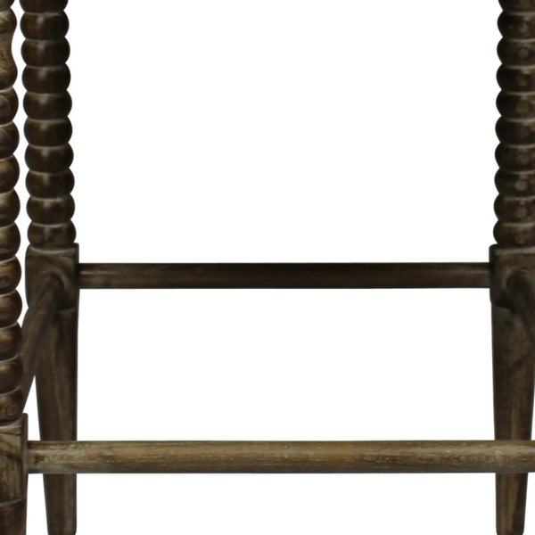 Homeroots 30" Off White And Brown Solid Wood Bar Height Bar Chair   488811