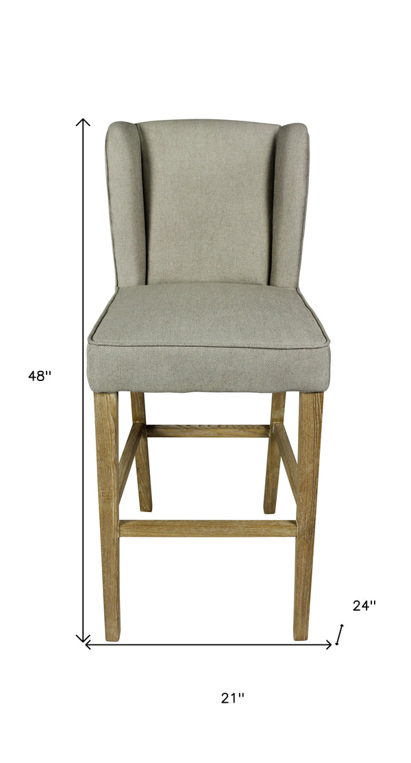 Homeroots 30" Gray And Brown Solid Wood Bar Height Bar Chair   488812