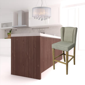 Homeroots 30" Gray And Brown Solid Wood Bar Height Bar Chair   488812