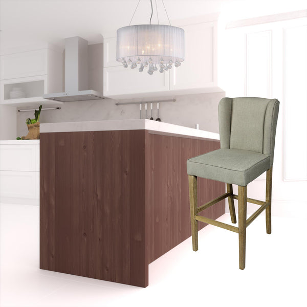 Homeroots 30" Gray And Brown Solid Wood Bar Height Bar Chair   488812