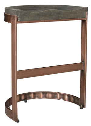 HomeRoots 26" Gray and Copper Backless Bar Chair – Stylish Industrial Stool with Solid Wood Seat & Footrest 488814