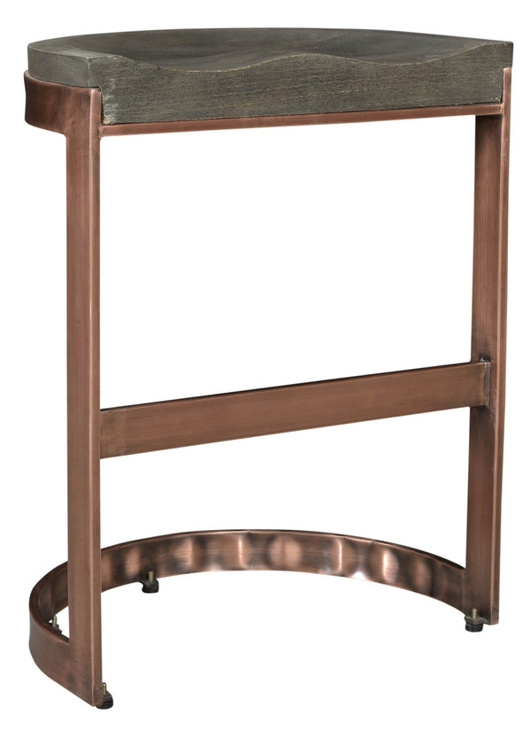 HomeRoots 26" Gray and Copper Backless Bar Chair – Stylish Industrial Stool with Solid Wood Seat & Footrest 488814