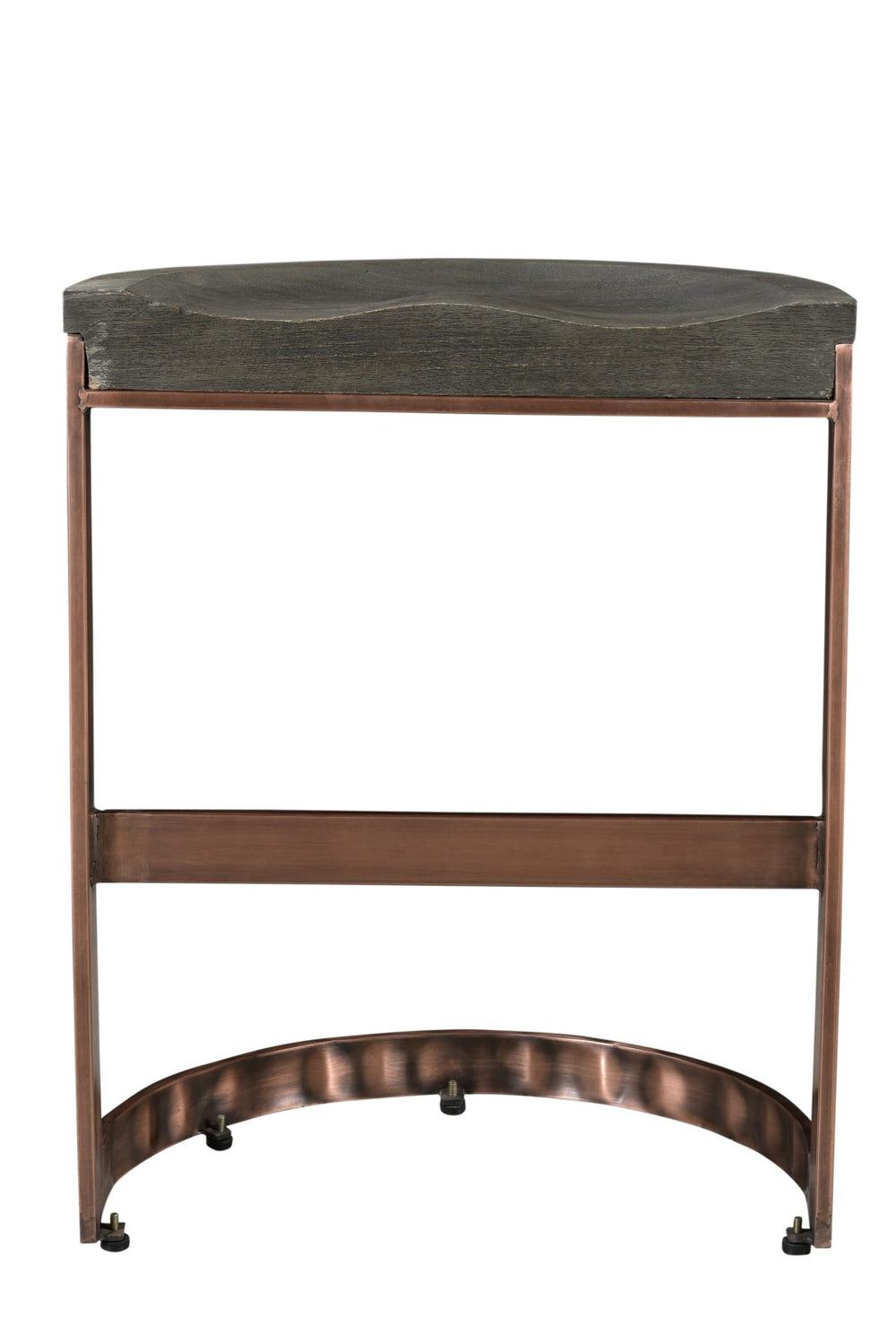 HomeRoots 26" Gray and Copper Backless Bar Chair – Stylish Industrial Stool with Solid Wood Seat & Footrest 488814