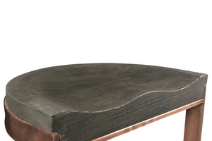 HomeRoots 26" Gray and Copper Backless Bar Chair – Stylish Industrial Stool with Solid Wood Seat & Footrest 488814