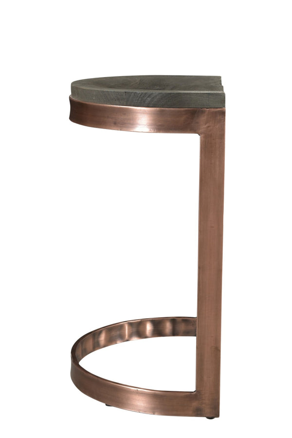 HomeRoots 26" Gray and Copper Backless Bar Chair – Stylish Industrial Stool with Solid Wood Seat & Footrest 488814
