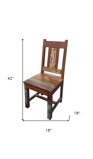 Homeroots Set Of Two Brown Wood Slat Back Dining Side Chairs  Wood 488815