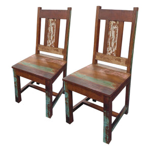 Homeroots Set Of Two Brown Wood Slat Back Dining Side Chairs  Wood 488815