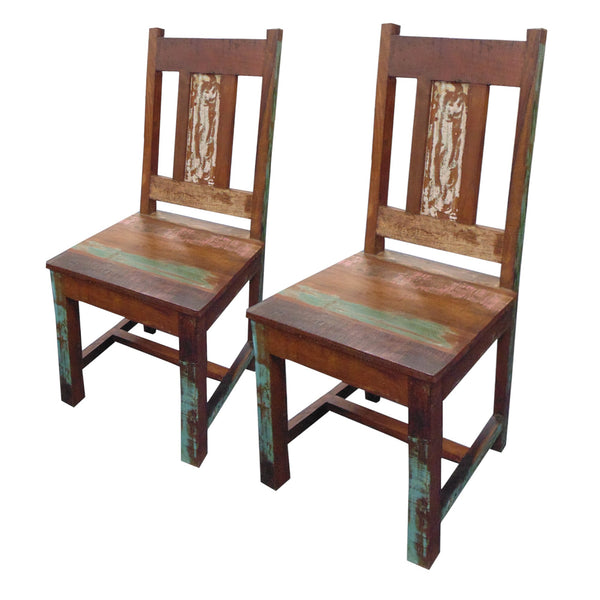 Homeroots Set Of Two Brown Wood Slat Back Dining Side Chairs  Wood 488815