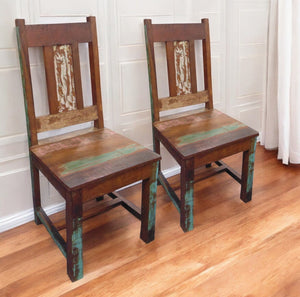Homeroots Set Of Two Brown Wood Slat Back Dining Side Chairs  Wood 488815