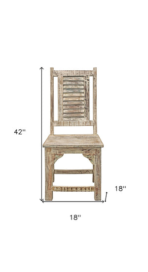 HomeRoots Set of Two Coastal Light Brown Slat Back Dining Chairs - Vintage Style, Ergonomic Comfort & Versatile Use 488816
