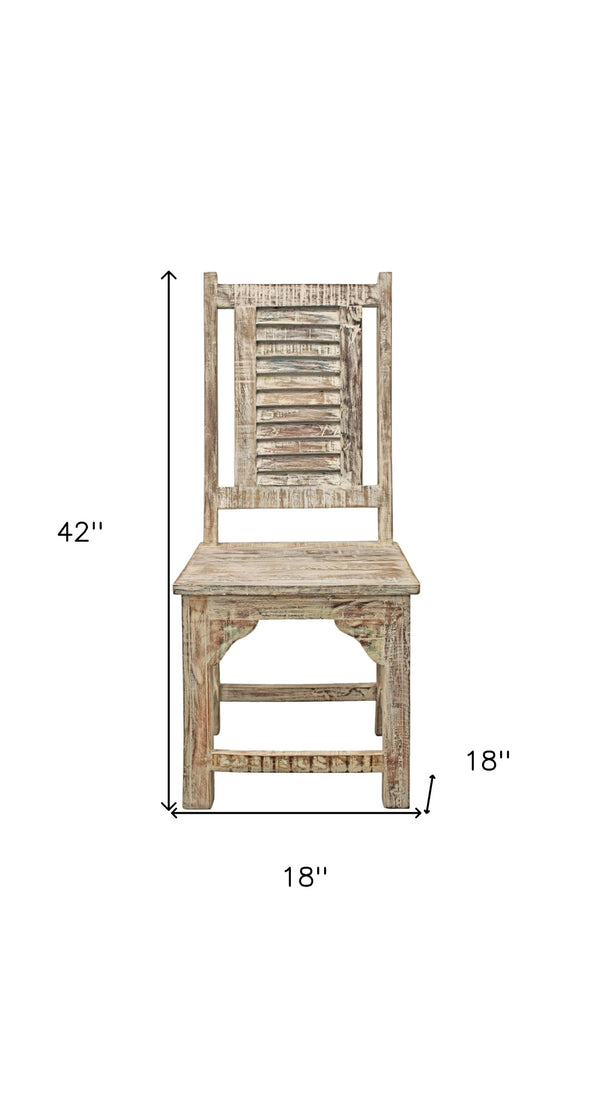 HomeRoots Set of Two Coastal Light Brown Slat Back Dining Chairs - Vintage Style, Ergonomic Comfort & Versatile Use 488816