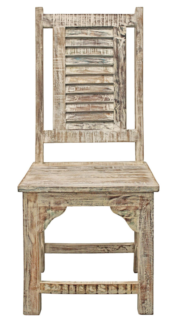HomeRoots Set of Two Coastal Light Brown Slat Back Dining Chairs - Vintage Style, Ergonomic Comfort & Versatile Use 488816