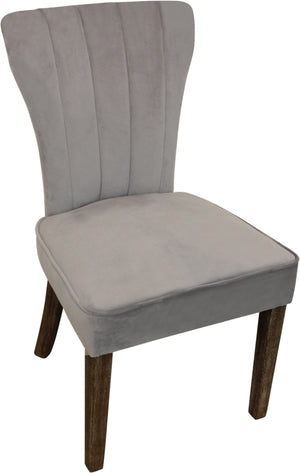 Homeroots Set Of Two Gray And Brown Upholstered Velvet Dining Parsons Chairs  Wood 488817