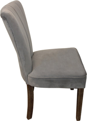 Homeroots Set Of Two Gray And Brown Upholstered Velvet Dining Parsons Chairs  Wood 488817