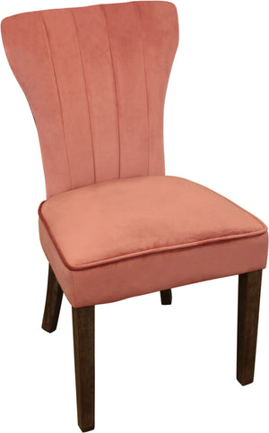 Homeroots Set Of Two Blush And Brown Upholstered Velvet Dining Parsons Chairs   488818