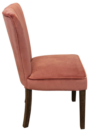 Homeroots Set Of Two Blush And Brown Upholstered Velvet Dining Parsons Chairs   488818