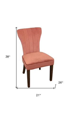 Homeroots Set Of Two Blush And Brown Upholstered Velvet Dining Parsons Chairs   488818