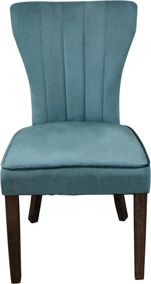 Homeroots Set Of Two Teal Blue And Brown Upholstered Velvet Dining Parsons Chairs  Wood 488819