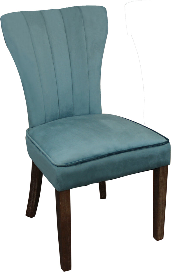 Homeroots Set Of Two Teal Blue And Brown Upholstered Velvet Dining Parsons Chairs  Wood 488819