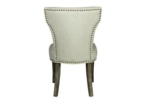 Homeroots Set Of Two Ivory And Brown Upholstered Fabric Dining Parsons Chairs  Wood 488820