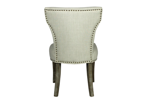 Homeroots Set Of Two Ivory And Brown Upholstered Fabric Dining Parsons Chairs  Wood 488820