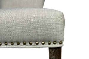 Homeroots Set Of Two Ivory And Brown Upholstered Fabric Dining Parsons Chairs  Wood 488820