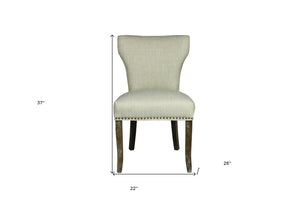 Homeroots Set Of Two Ivory And Brown Upholstered Fabric Dining Parsons Chairs  Wood 488820
