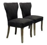 Homeroots Set Of Two Dark Gray And Brown Upholstered Fabric Dining Parsons Chairs  Wood 488821