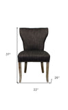 Homeroots Set Of Two Dark Gray And Brown Upholstered Fabric Dining Parsons Chairs  Wood 488821