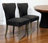 Homeroots Set Of Two Dark Gray And Brown Upholstered Fabric Dining Parsons Chairs  Wood 488821