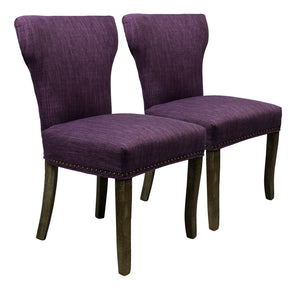 Homeroots Set Of Two Purple And Brown Upholstered Fabric Dining Parsons Chairs  Wood 488822
