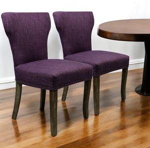 Homeroots Set Of Two Purple And Brown Upholstered Fabric Dining Parsons Chairs  Wood 488822