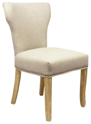 HomeRoots Set of Two Elegant Ivory Upholstered Parsons Chairs with Natural Wood Legs for Stylish Dining Decor 488823
