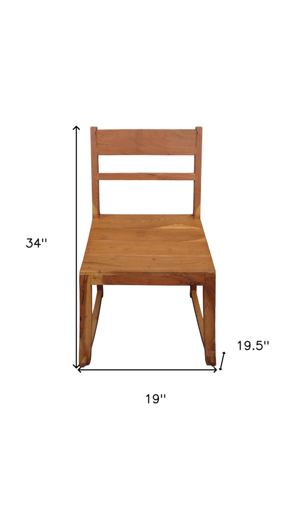 Homeroots Set Of Two Natural Wood Ladder Back Dining Side Chairs  Wood 488824