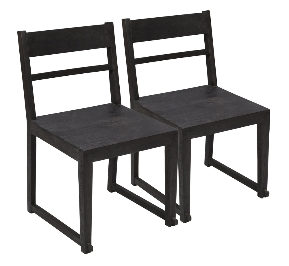 Homeroots Set Of Two Dark Gray Wood Ladder Back Dining Side Chairs  Wood 488827