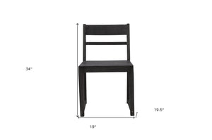 Homeroots Set Of Two Dark Gray Wood Ladder Back Dining Side Chairs  Wood 488827