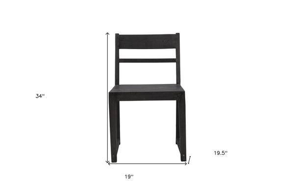 Homeroots Set Of Two Dark Gray Wood Ladder Back Dining Side Chairs  Wood 488827