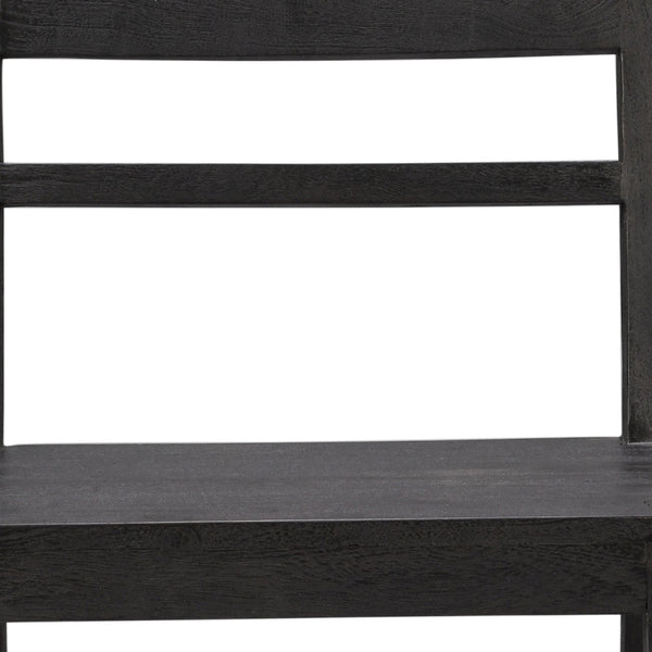 Homeroots Set Of Two Dark Gray Wood Ladder Back Dining Side Chairs  Wood 488827