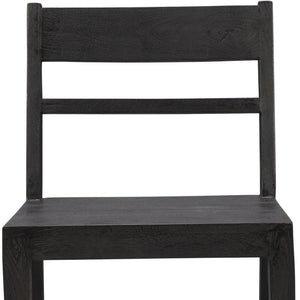 Homeroots Set Of Two Dark Gray Wood Ladder Back Dining Side Chairs  Wood 488827