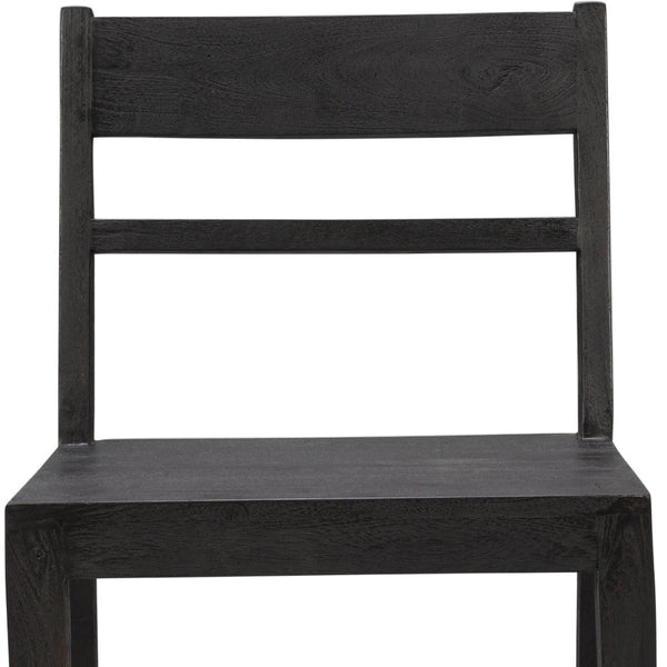 Homeroots Set Of Two Dark Gray Wood Ladder Back Dining Side Chairs  Wood 488827