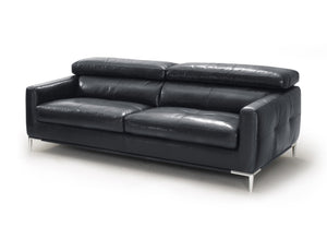 Homeroots 79" Black Leather Sofa With Silver Legs   488830