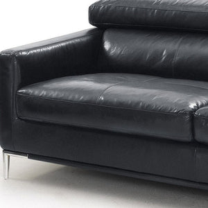 Homeroots 79" Black Leather Sofa With Silver Legs   488830