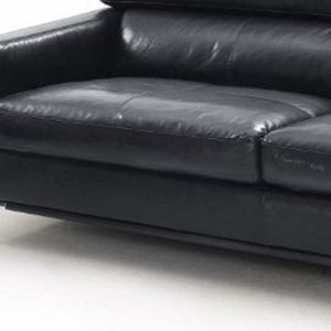 Homeroots 79" Black Leather Sofa With Silver Legs   488830