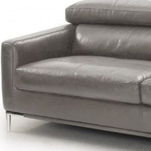 Homeroots 79" Dark Gray Leather Sofa With Silver Legs   488831