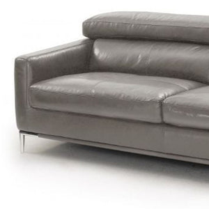 Homeroots 79" Dark Gray Leather Sofa With Silver Legs   488831